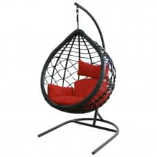 Кресло подвесное Вирджиния арт.D3414-МТ002 цв.корзины черный, цв.подушки красный "Garden story"