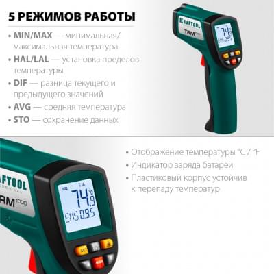 Пирометр инфракрасный Kraftool 45703-950, TRM-1000